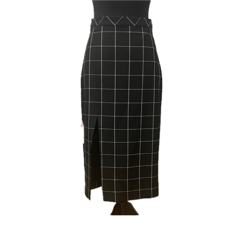 Bardot Black and White Grid Pencil Skirt